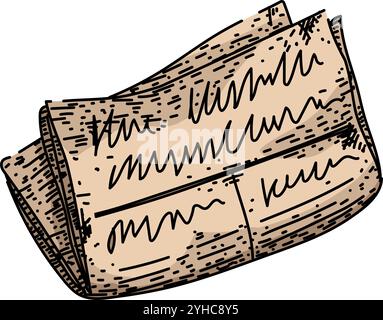 Nostalgie alte Zeitungsskizze Hand gezeichneter Vektor Stock Vektor