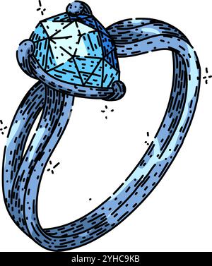 platin Ring Schmuck Skizze Hand gezeichneter Vektor Stock Vektor