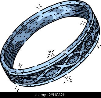 Silber Ring Schmuck Skizze Hand gezeichnet Vektor Stock Vektor