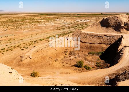 Toprak-Kala oder „Earth City“. Toprak-Kala Ruinen der alten Siedlung und Festung ist ein herausragendes Kulturdenkmal von Chorezm im 1. Bis 6. Jahrhundert Stockfoto