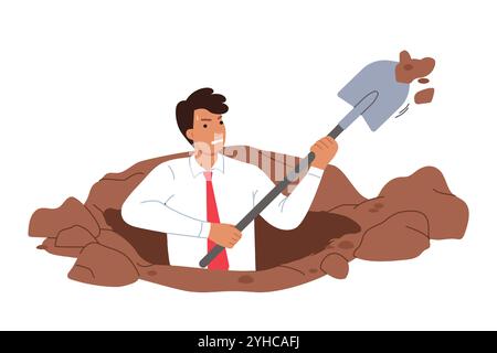 Ehrgeizige Geschäftsleute suchen nach Schätzen oder neuen Wachstumschancen Stock Vektor