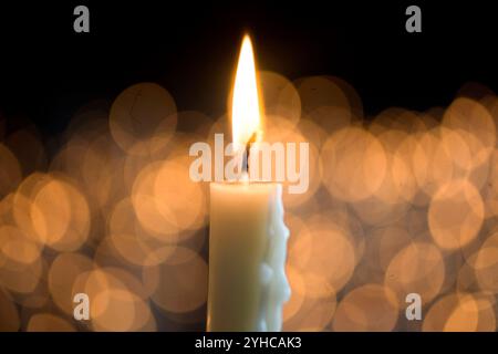 Candles burning in the votive room of the Sanctuary of Our Lady of Rocio, El Rocio village, Almonte, Huelva province, Andalusia, Spain. Stock Photo