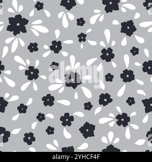 Nahtloses Muster mit einfarbigen, winzigen Blüten Stock Vektor
