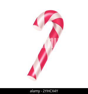 Gestreifte Süßigkeiten Stock realistische Vektor-Illustration. Bringt Süße und festlichen Beifall zu Weihnachtsfeier 3D-Objekt auf weißem Hintergrund Stock Vektor