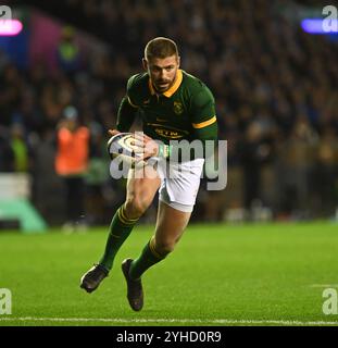 Scottish Gas Murrayfield. Edinburgh Schottland Vereinigtes Königreich 10. November 24 HERBSTTESTS 2024/25 Schottland gegen Südafrika Südafrika voller Rücken Willie le Roux. Quelle: eric mccowat/Alamy Live News Stockfoto