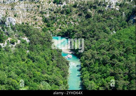 Die Schlucht des Verdon, die Schlucht des Flusses Verdon, gilt als einer der größten Schluchten Europas und touristischer Hotspot Frankreichs Stockfoto