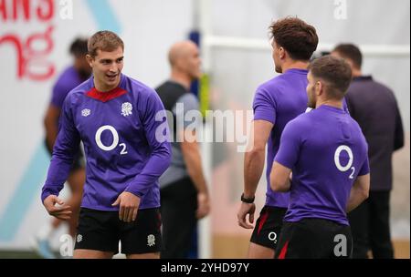 Englands Jack van Poortvliet (links) während eines Trainings im Pennyhill Park, Bagshot. Bilddatum: Montag, 11. November 2024. Stockfoto