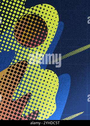 Abstraktes Sport-Cover- oder Posterdesign mit Halbton- und Wellenformen in Grün und Blau Stock Vektor