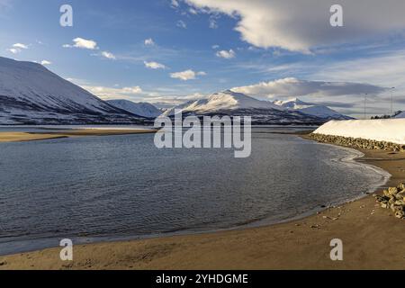 Panorama in Ramfjordbotn, Troms, Norwegen, Europa Stockfoto