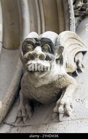 Wasserspeier an der Mauer eines mittelalterlichen Gebäudes. Rouen, Frankreich, Europa Stockfoto