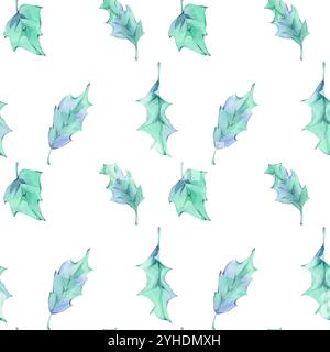 Holly Leaves Aquarellmuster Stockfoto