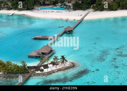 Hotel COMO Maalifushi auf dem Malediven Thaa-Atoll im Indischen Ozean in Male, Malediven, 10. August 2024. Fotografin: Michaela Strassmair / Peter Schatz Pressefoto Stockfoto
