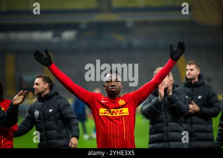 Broendby, Dänemark. November 2024. Levy Nene vom FC Nordsjaelland wurde nach dem 3F Superliga-Spiel zwischen Broendby IF und FC Nordsjaelland im Broendby Stadion in Broendby gesehen. Quelle: Gonzales Photo/Alamy Live News Stockfoto