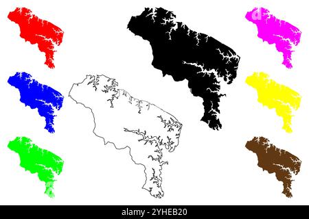 Northumberland County, Commonwealth of Virginia (US-County, Vereinigte Staaten von Amerika, USA, USA, USA) Kartenvektordarstellung, Scribble-Skizze Northu Stock Vektor