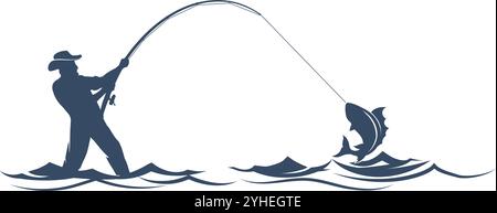 Illustration der Fisherman-Silhouette Stock Vektor