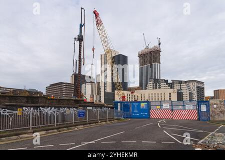 HS2-Baustelle an der New Canal Street in Digbeth, Birmingham, Großbritannien Stockfoto