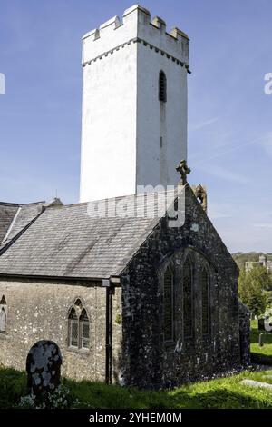 St. James the Great Church, Manorbier, Tenby, Pembrokeshire, Südwales, Wales, Großbritannien Stockfoto