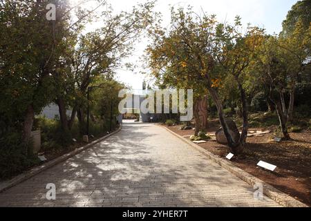 Die Avenue der Gerechten unter den Nationen erinnert an Heiden, die Juden während des Zweiten Weltkriegs im Yad Vashem Holocaust Museum in Jerusalem geholfen haben. Stockfoto