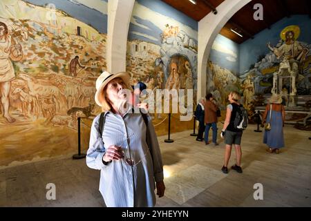 Fresko Chapelle des Penitents von Yves Brayer in Les Baux-de-Provence im Departement Bouches-du-Rhône in der Region Provence-Alpes-Côte d'Azur in so Stockfoto