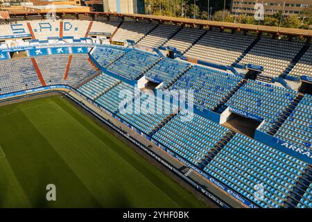 Aus der Vogelperspektive des Stadions La Romareda, derzeit renoviert, Saragossa, Spanien Stockfoto