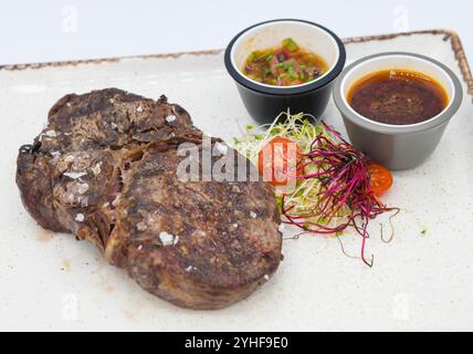 Ausgezeichnete Stücke von hochwertigem Rindfleisch Stockfoto