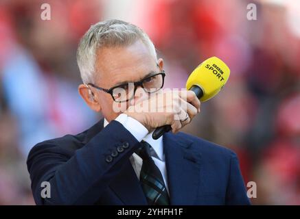 **** DATEIFOTO ***** GARY LINEKER TRITT ALS MODERATOR DES SPIELS DES TAGES AM 16. April 2022 IN DEN RUHESTAND – Manchester City gegen Liverpool – FA Cup Halbfinale. Quelle: Mark Pain/Alamy Live News Stockfoto