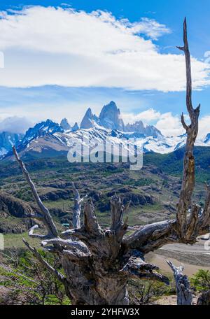 Die Fitzroy Range bei El Chalten in den südlichen patagonischen Anden Argentiniens Stockfoto