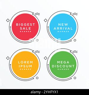 Runde Banner in Memphis style mit Text Leerzeichen Stock Vektor