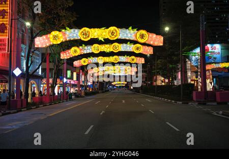 Chinatown Mid Autumn Festival Lichter über der EU Tong Sen Street Singapur. Stockfoto