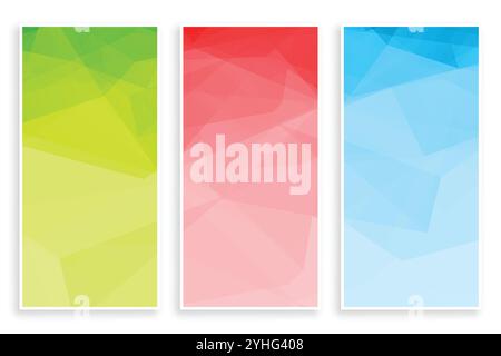 Abstrakte Low Poly Dreieck Farben Banner einstellen Stock Vektor