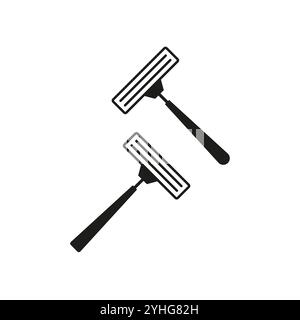 Doppelrasierer-Symbol. Persönliches Pflegewerkzeug. Schwarzer Rasiervektor. Hygiene- und Pflegesymbol. Stock Vektor