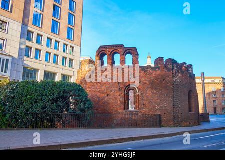 Die Überreste der Apsis und der Krypta der Kirche San Giovanni in Conca, Piazza Missori, Mailand, Italien Stockfoto