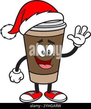 Weihnachtskaffee, handgezeichnete Vektor-Illustration, isoliert auf transparentem Hintergrund Stock Vektor