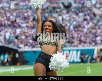 Jacksonville, FL, USA. November 2024. Während des NFL-Fußballspiels zwischen den Jacksonville Jaguars und Minnesota Vikings im Everbank Stadium in Jacksonville, FL. Kyle Okita/CSM/Alamy Live News Stockfoto