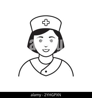 Schwesternsymbol im Linienstil. Doktor Schwester Icon Umriss, Schwester dünne Linie schwarz, Vektor isolierte Linie Illustration. Stock Vektor