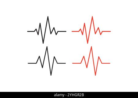 Herz-Beats-Umrisse, Herz-Puls-Symbol, Puls-rote Clip-Art, Herzschlag-Symbol-Vektor-Symbol-Design-Illustration. Stock Vektor