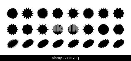 Starburst Preis. Schwarze Verkaufs- und Rabattaufkleber. Sammlung von Werbetags. Isolierte Vektorillustration auf weißem Hintergrund Stock Vektor