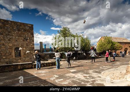 Khor Virap, Armenien - 13. April 2023: Panoramablick auf das Kloster Khor Virap in Armenien Stockfoto