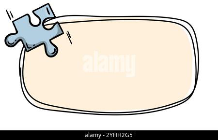 Einfache Vektorvorlage mit Puzzle-Element. Handgezeichneter Rahmen für Preisschild, Notizblock, Banner. Leerer Hintergrund für Text Stock Vektor