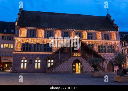 Stadt Mulhouse, Frankreich, Geschichts- und Archäologiemuseum im ehemaligen Gebäude des alten Rathauses, Architektur der nördlichen Renaissance. Stockfoto