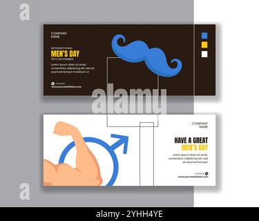 Horizontale Banner-Vorlage zum Happy International Men's Day mit flacher Zeichentrickfigur Stock Vektor