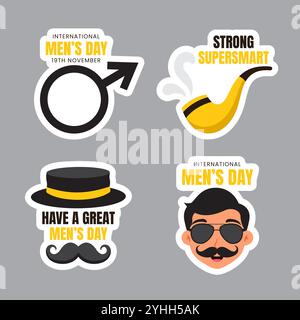 International Men’s Day Cartoon Template für Label Stock Vektor