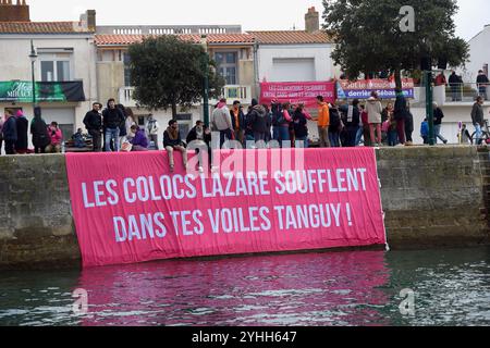 Illustration zum Beginn der Vendée Globe 2024-2025, 10. Ausgabe des Solo Nonstop rund um die Welt Yachtrennen Les Sables-d'Olonne, Frankreich am 10. November 2024. Franck Castel/ABACAPRESS. KOM Stockfoto