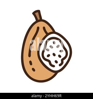 Einfache Vektor-Illustration einer Baobab-Frucht, in einem einfachen und sauberen Stil, geeignet für Lebensmittel und Gesundheit Themen. Flache Illustration der Früchte. Stock Vektor