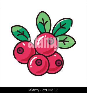Einfache Vektor-Illustration einer Preiselbeere, in einem einfachen und sauberen Stil, geeignet für Lebensmittel und Gesundheit Themen. Flache Illustration der Früchte. Stock Vektor