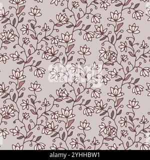 Zartes nahtloses Blumenmuster mit HandDrawn Stock Vektor