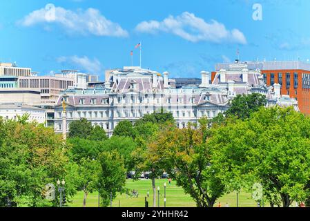 Washington, DC, USA - September 09,2017: Eisenhower Executive Office Building auf der Pennsylvania Avenue in der Nähe des Weißen Hauses. Stockfoto