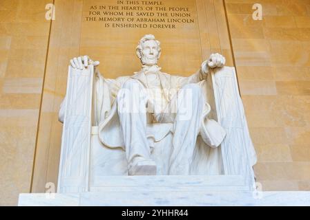 Denkmal für Abraham Lincoln, von Daniel Chester French in Lincoln Memorial National Register der Historischen Stätten. Stockfoto