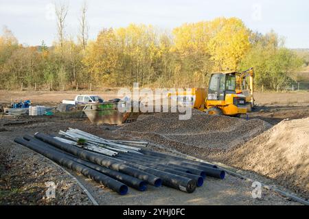 Erdbeweger Sohn einer Baustelle Stockfoto