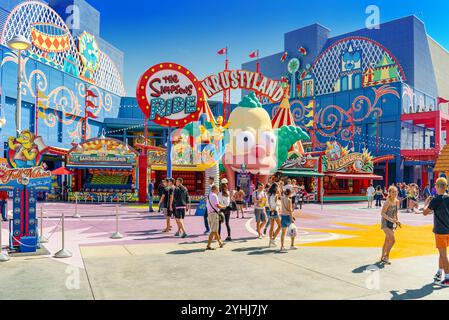 Los Angelos, Kalifornien, USA - 07 September, 2018: Die Welt der berühmten Park Universal Studios in Hollywood. Die Simpsons. Stockfoto